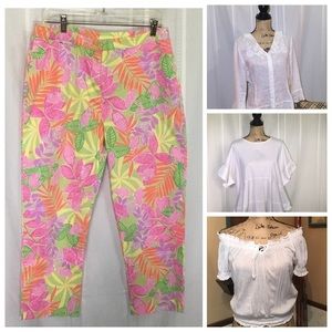 Lily Pulitzer Floral Pink Frog Crop Pants